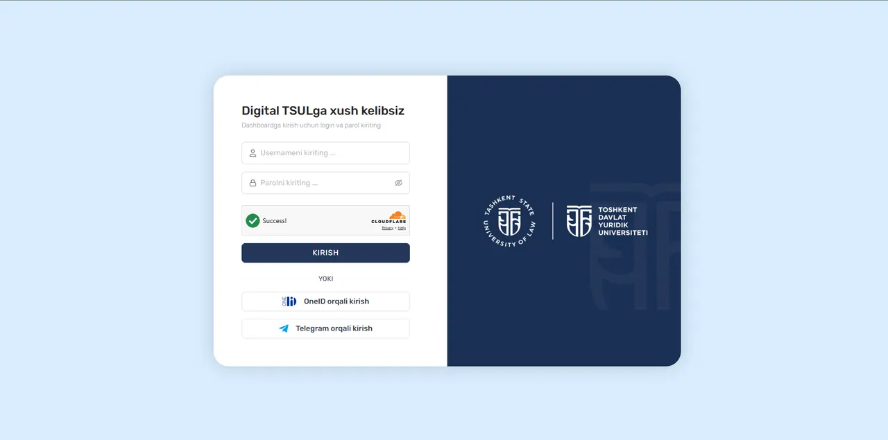 Sign-in screen of the TSUL platform