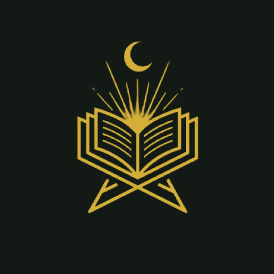 Hidoyat logotipi: lavh ustidagi ochiq kitob va yarim oy