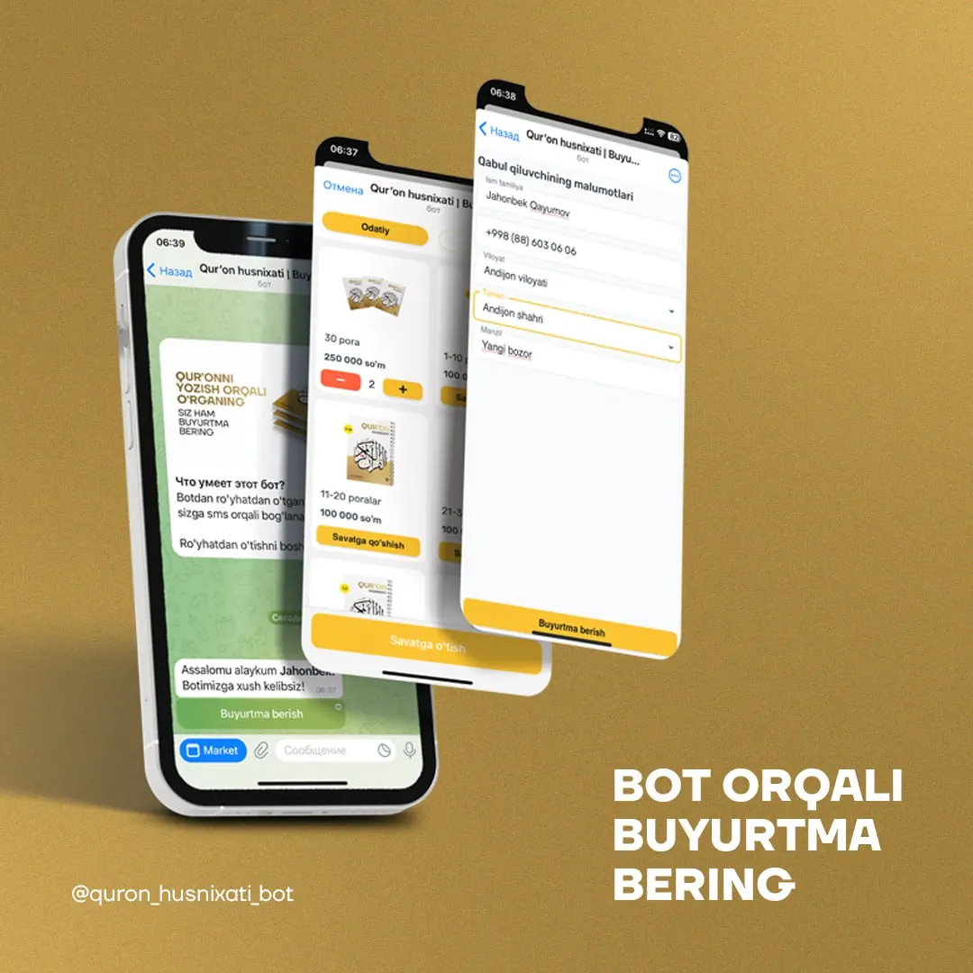 Husnixat shop running as a Telegram mini app